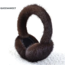 001 новые женские плюшевые наушники из натурального Лисьего меха, зимние наушники из натурального меха, зимние аксессуары, женские теплые наушники