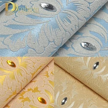 Европа Стиль класса люкс на ремешке со из полиэстерового штапельного волокна нетканые обои Дамаск Спальня ТВ диван фон 3d Papel де Parede ролл R522