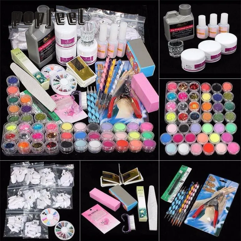 

21 in 1 Professional Acrylic Glitter Color Powder French Nail Art Deco Tips Set Conjuntos de manicura 17Apr12