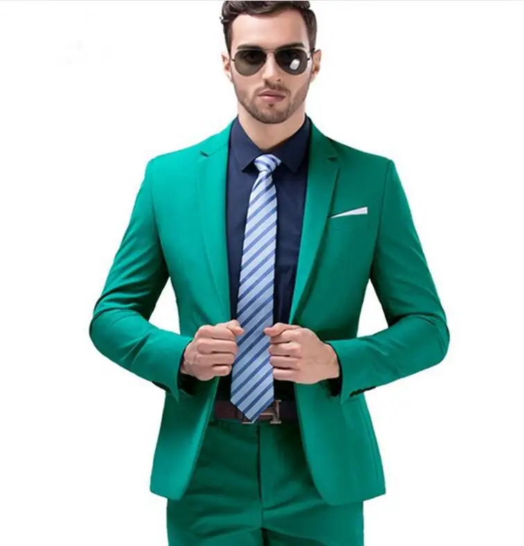 Men Dark Green Wedding Suit Slim Fit Groom Tuxedos Suit Groomaman Custom Size