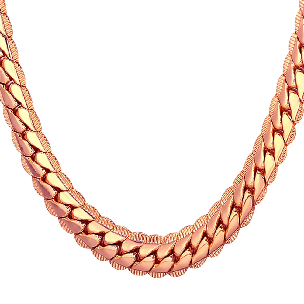 

Rose Gold/Gold/Silver Color Men Snake Chain Necklace For Men 9MM Width Chain Men Jewelry N655