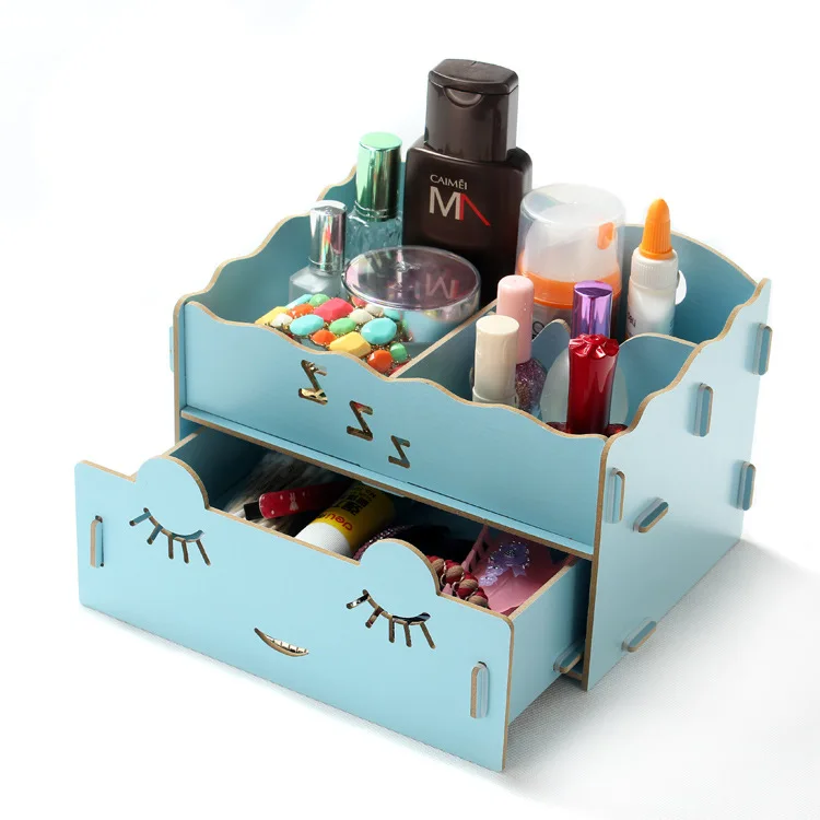 Make up Cosmetics Organizer DIY wood Drawers Storage Box /wood Makeup Organizerin Storage Boxes