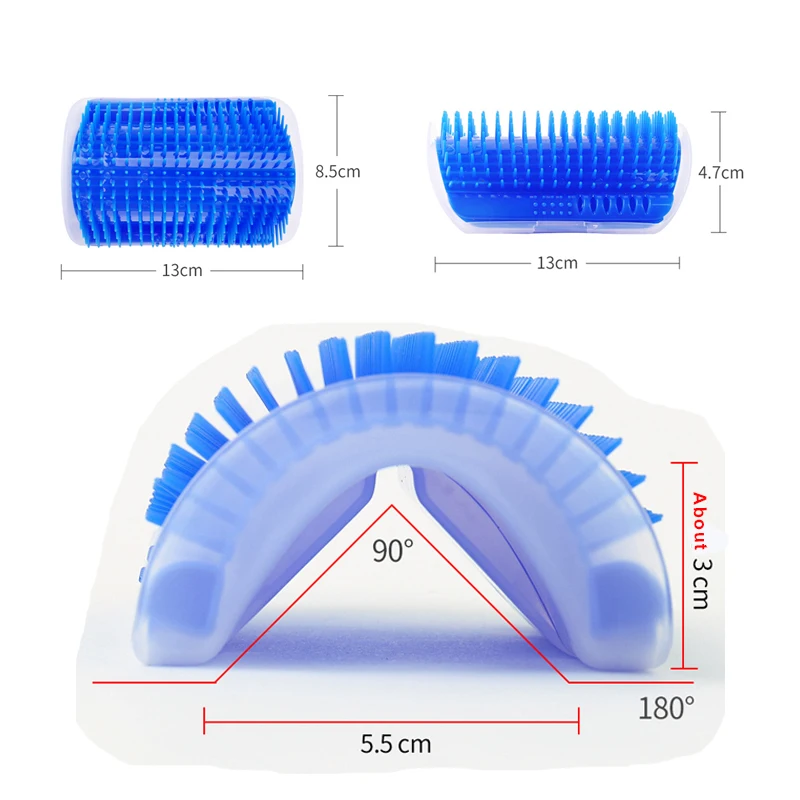 Corner Pet Brush Comb Play Cat Scratcher Groomer Toy Cat Grooming Massager Supplies with Catnip Cat Brush Hair Shedding