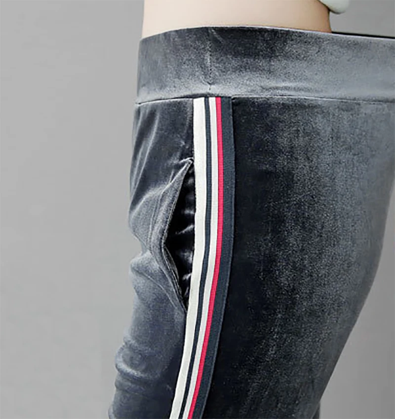 Женские бархатные брюки Bella Philosophy, эластичные свободные брюки с карманами и полоской по бокам, на осень/зиму