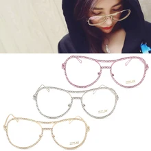 Женские очки, негабаритная Металлическая оправа, прозрачные линзы, стразы для глаз, очки Nerd, роскошные оптические очки