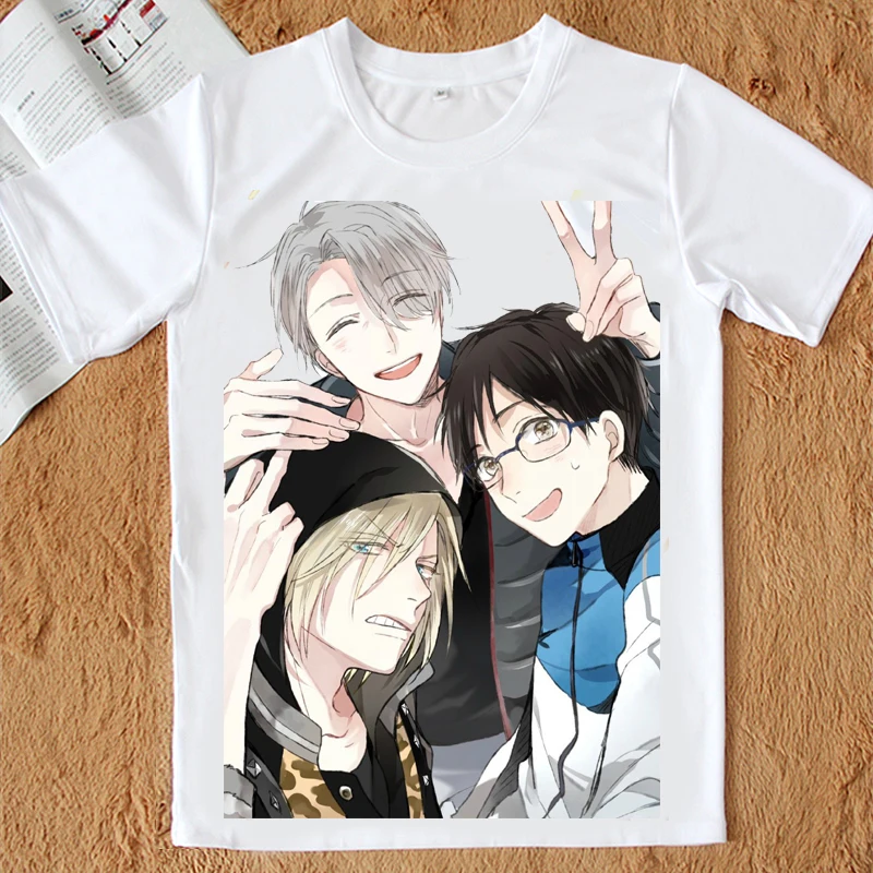 Cosworld Yuri On Ice T shirt Yuri Plisetsky Victor Nikiforov Cosplay Anime Cloth Mens Cotton Short Sleeve  Can Be Customized (3)
