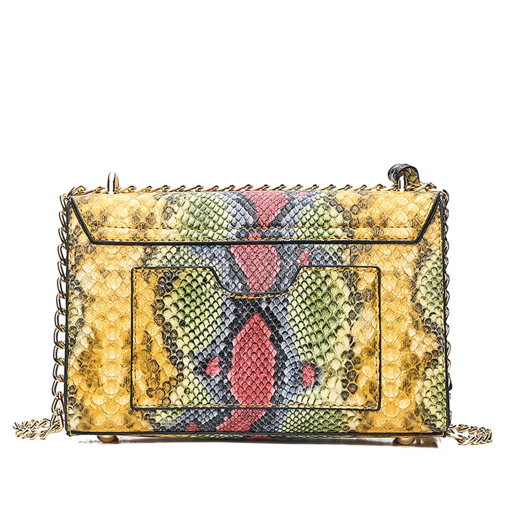 Женская Ретро сумка-мессенджер со змеиным узором, сумка-мессенджер, сумка на плечо, сумка на цепочке с ручкой, квадратная цепочка для хранения косметики