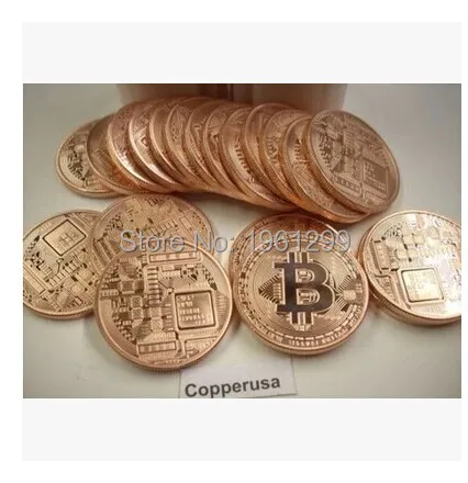 

50pcs/lot 999 FINE bitcoin copper coin + one troy ounce clad coin.40*3mm free shipping