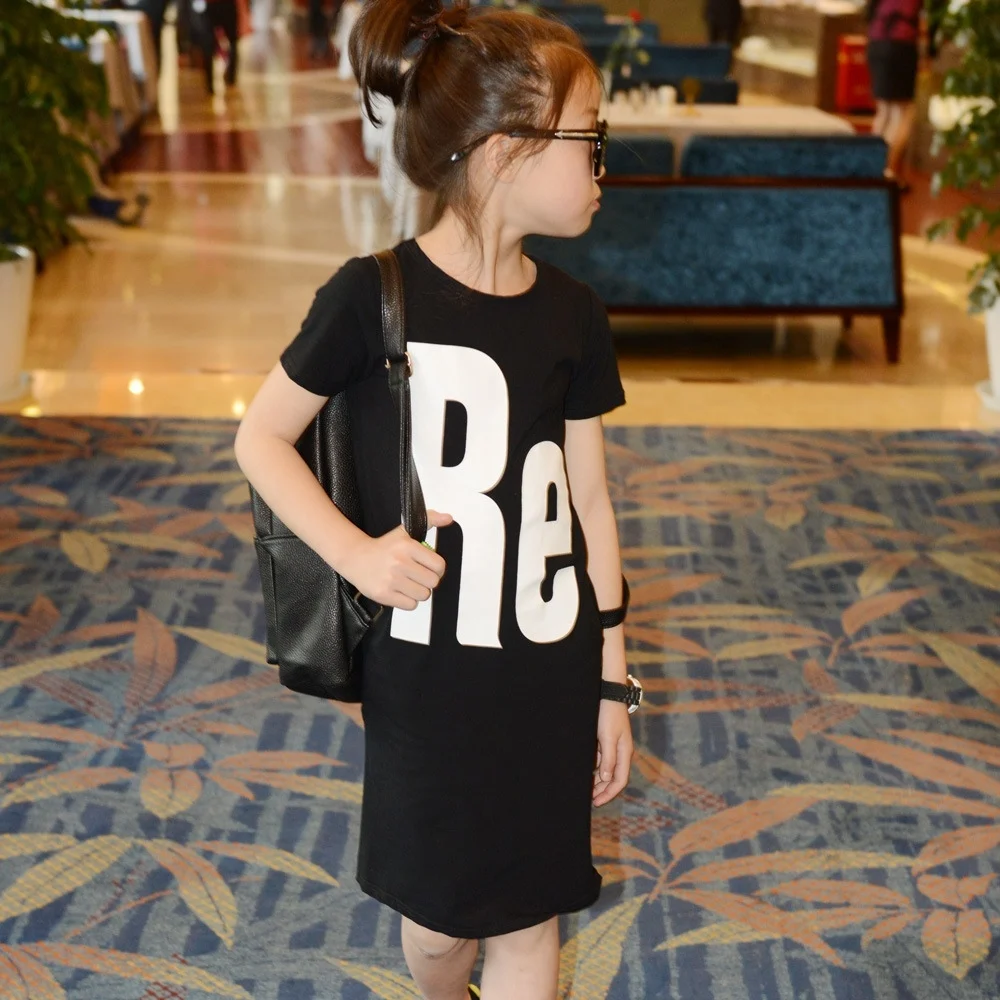 

2019 Summer Costume Toddler Girls Dress Black White Dress Dress For Kids Clothes Robe Fille Children Clothing Sale 10 12 Years