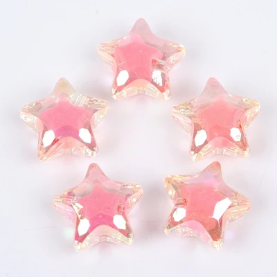 Акриловые амулеты звезда Радуга Красочные Бусины В бусинах для изготовления украшений вручную волосы кольцо подарки Детские игрушки Meideheng - Цвет: Dark Pink