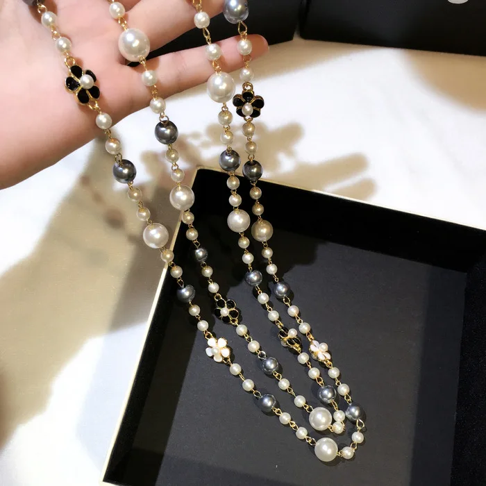 Классическое Двухслойное женское ожерелье с искусственным жемчугом, роскошные модные ювелирные изделия, длинное ожерелье, прекрасные подарки для мамы