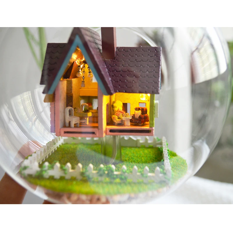 DIY Кукольный дом Миниатюрный Кукольный домик с мебели стеклянный шар дом для кукол модель Каса подарок на день рождения игрушки для детей B006# E
