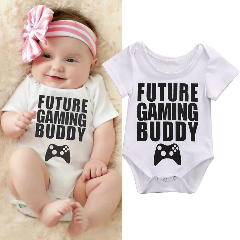 2017 летний игровой боди с надписью Buddy для новорожденных комбинезон маленьких