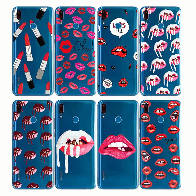 

Makeup Sexy Kylie Jenner Lipstick Lips Girls Silicone Transparent Soft Mobile Phone Case for huawei Y9 Y7 Y5 Y6 Prime