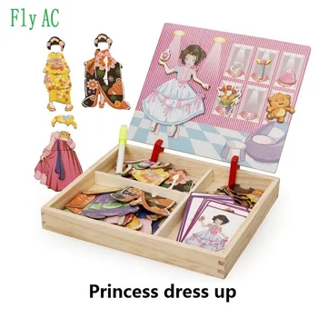 

[Fly AC] Multifunctional Educational Magnetic puzzle Princess Dress Up Puzzle Toys for Children Kids Jigsaw Drawing Easel Board