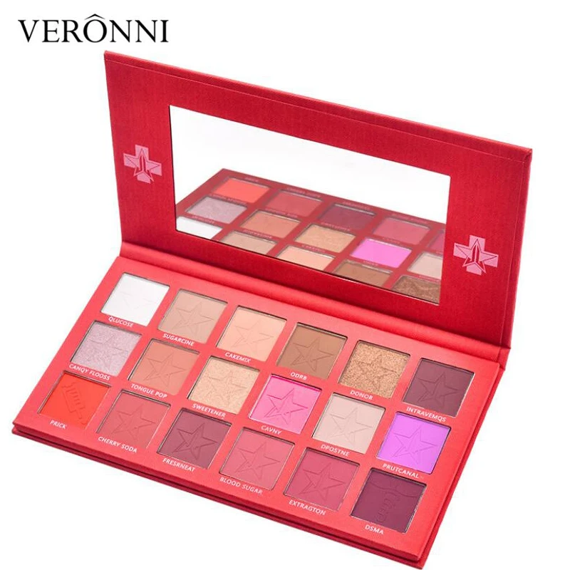 

High quality Blood Red Matte Natural Eye Pearlescent Matte makeup girl Sugar 18 Color Palette 24 K Skin Forst Pro Palette