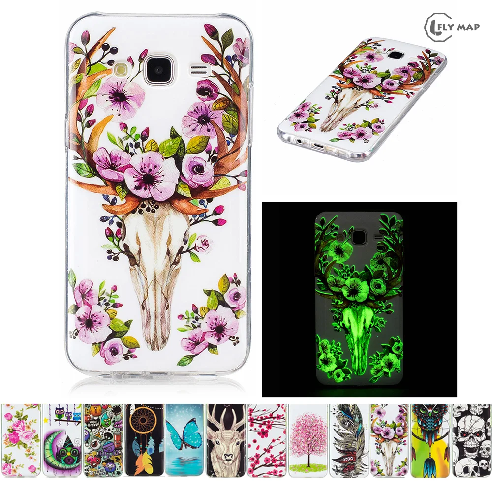 

Luminous TPU Case for Samsung Galaxy J5 J 5 500 2015 J500H J500FN J500H/DS SM-J500H SM-J500FN Soft Silicone Floral Protect Cover