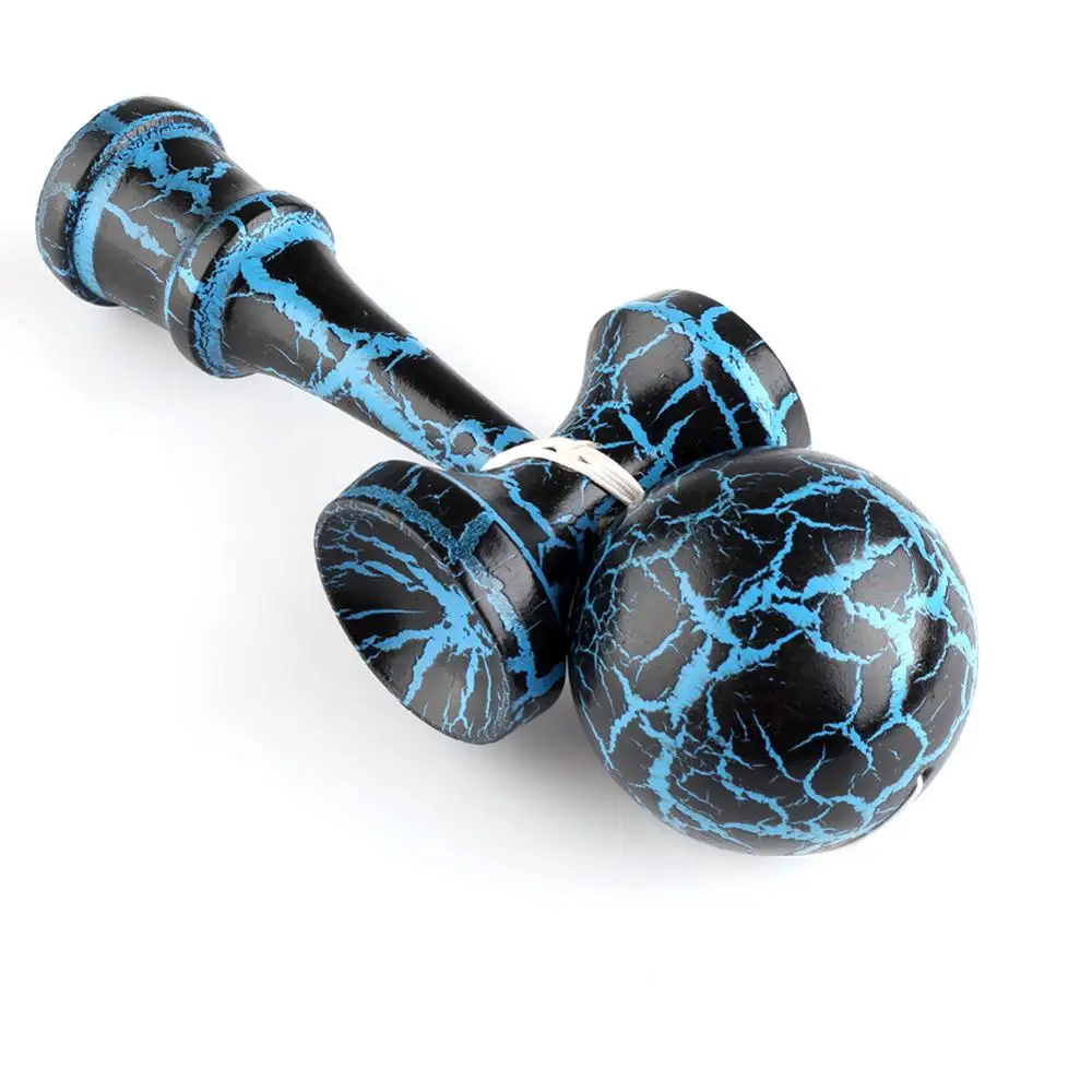 Бамбуковый черный на голубом треске деревянная детская игрушка Kendama|Мячики| |
