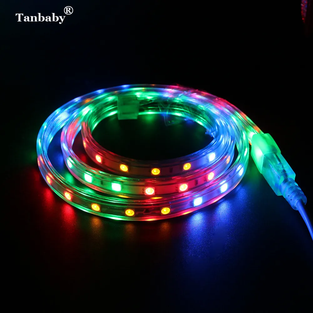 Tanbaby AC220V красный зеленый синий желтый IP67 водонепроницаемая 5050 Светодиодная лента