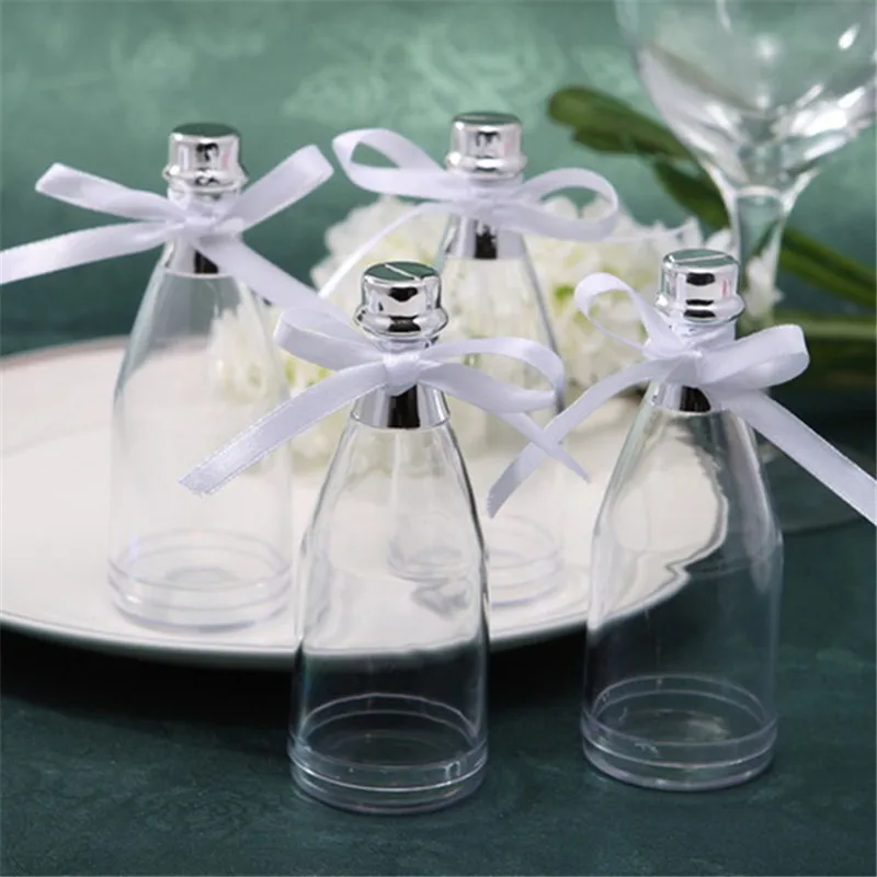 

24pcs Champagne Bottle Plastic Wedding Candy Box Candy Jars Wedding Baby Shower Favors and Gifts Party Favours