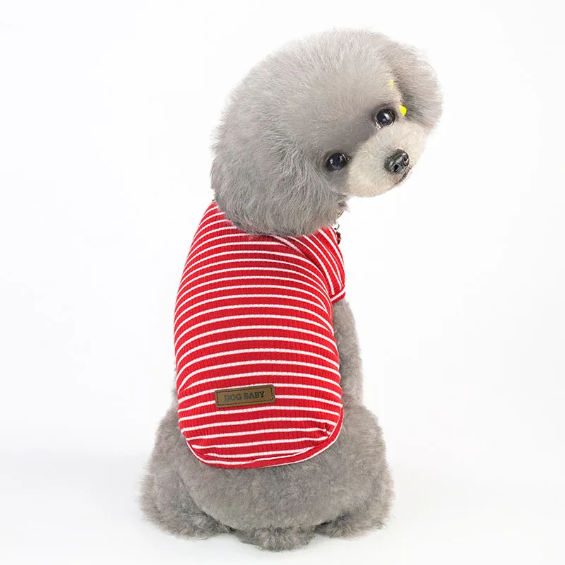 

2019 Spring and Summer Striped Pet Cat Vest Soft Cotton Small Dog Cat Clothes Dog Puppy Stripe T-Shirt Top Shirt S M L XL 2XL