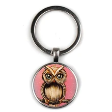 Fashion Cute Owl Art Pattern Keychain Concave Glass Pendant Key Ring Charm Men and Women Children Key Chain Gift Party Souvenir Fashion Cute Owl Art Pattern Keychain Concave Glass Pendant Key Ring Charm Men and Women Children Key Chain Gift Party Souvenir