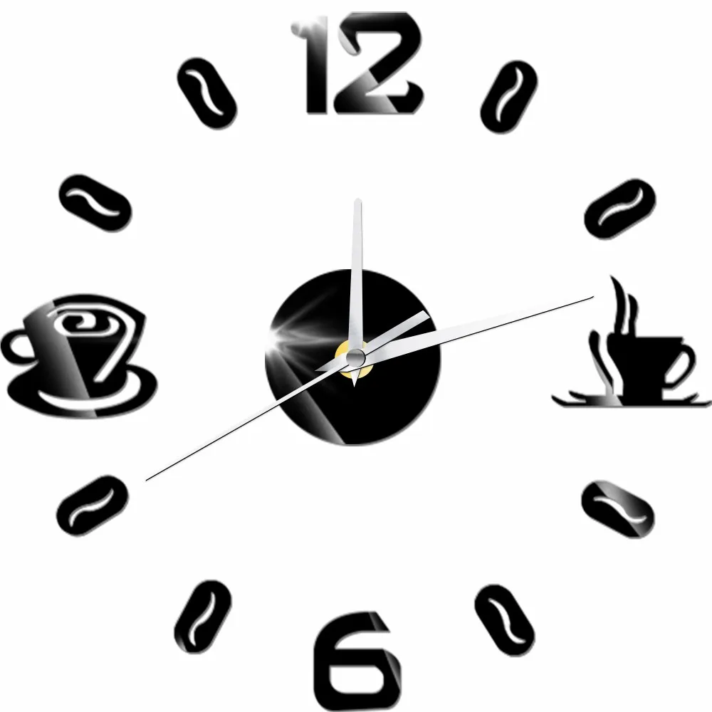 

Digital Number Coffee Cup DIY Clock Acrylic Sticker Self-adhensive Quartz Mute 3D Wall Clock Kitchen Home Decor Wall Clock