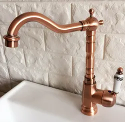 Antique Red Copper Brass Bathroom Kitchen Basin Sink Faucet Mixer Tap Swivel Spout Single Handle One Hole Deck Mounted mnf400