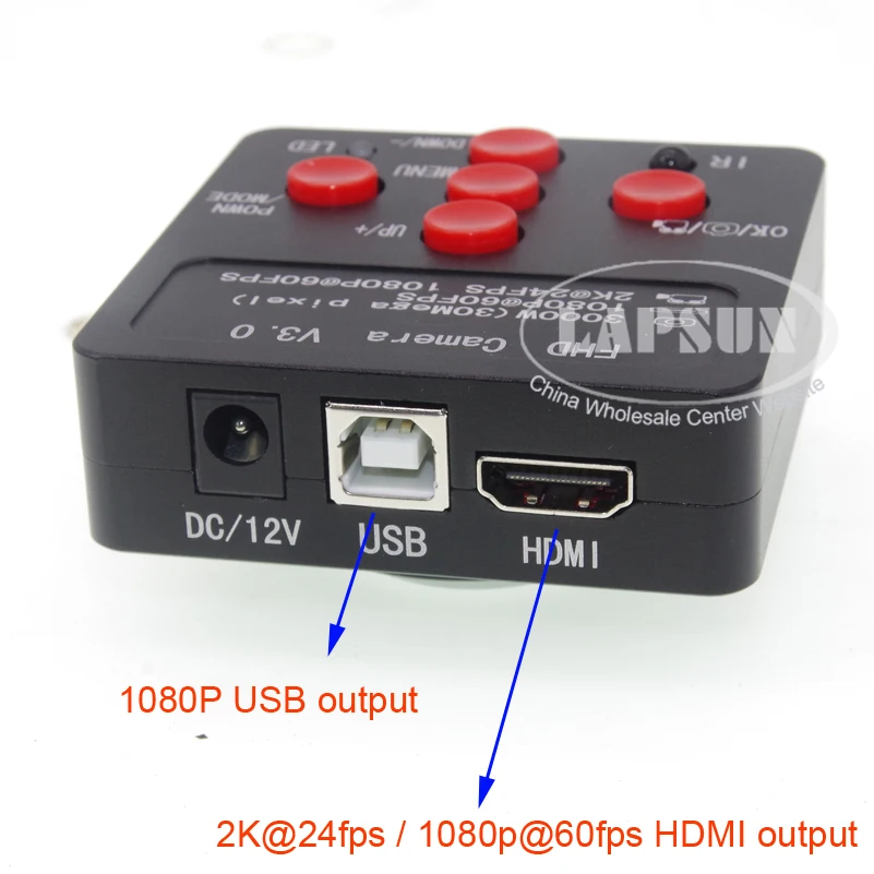 Lapsun Lastest 30MP 2K 1080P HD промышленный лабораторный микроскоп камера HDMI выход USB+ подставка+ c-крепление объектива+ 144 светодиодный кольцевой свет