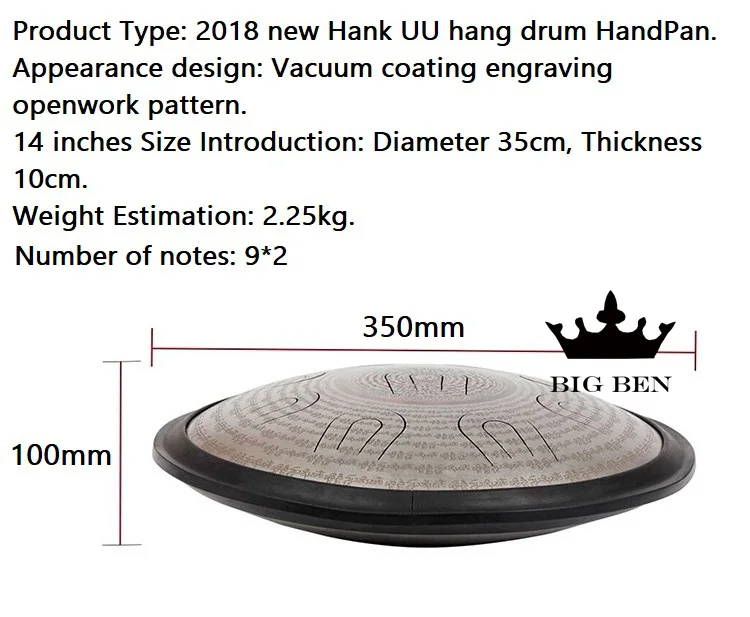 Ручной работы hank drum HandPan 14 дюймов двойной тон язык уличный художественный барабан ручной ударный музыкальный инструмент барабан