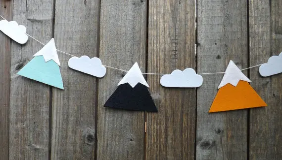handmade Mountain Cloud felt Garlands Christening buntings