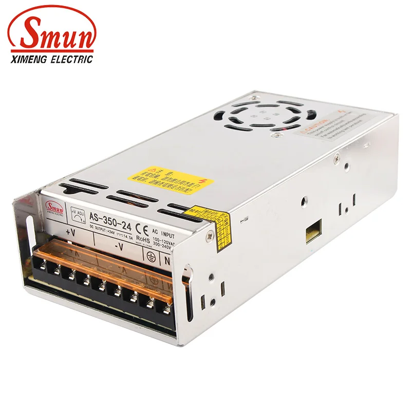 

SMUN AS-350-24 110VAC/220VAC to 24VDC 15A 350W Mini Type SMPS AC-DC Switching Mode Power Supply