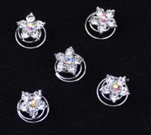 12pcs/Lot Wedding Bridal Crystal Faux Pearl Flower Hair Pins Twists Coils Swirl Spiral Hairpins Headwear