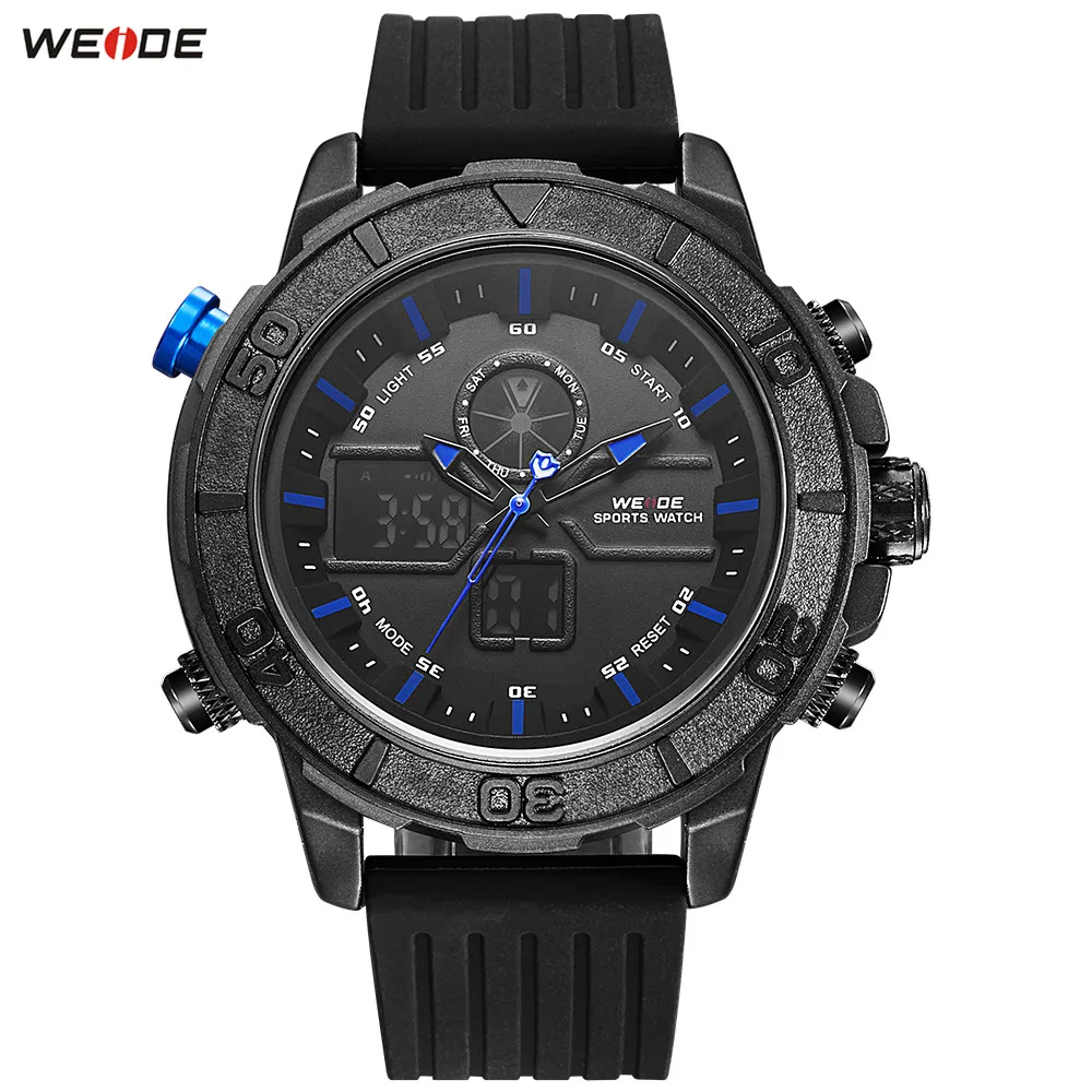 

2018 Fashion Top Brand WEIDE Black Blue Men Stopwatch Watch LED Sport Watch Men Digital Quartz Army Wristwatch Hombre Clock Gift