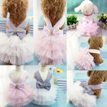 

Pet Female Dog Bow Tie Princess Tutu Dress Skirt Cat Puppy Clothes Nice summer dress for the dog 2019