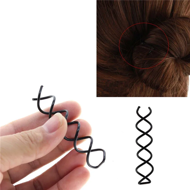 5pcs Spiral Spin Screw Bobby Pin Hair Clip Twist Barrette Black New