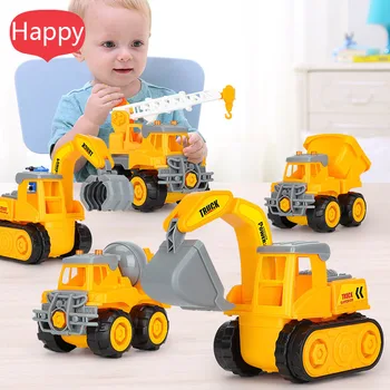 

Removable Construction Vehicle Puzzle Toy Assembled Crane Dump Truck Excavator Mixer Glide Car Children Kids Birthday Gifts