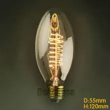 C55 винтажная лампочка эдисона Вольфрамовая 220 V-240 V 40W E27 антикварная лампочка эдисона