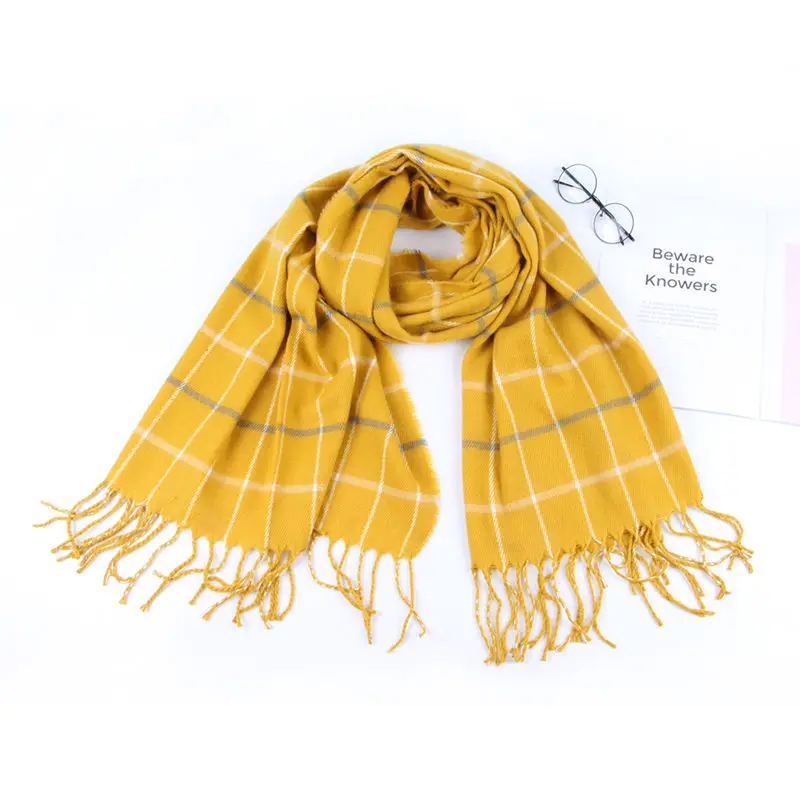  Women Ladies Plaid Scarf Tassel Wrap Shawls Headband Soft Shawl Long women's scarves handkerchief h