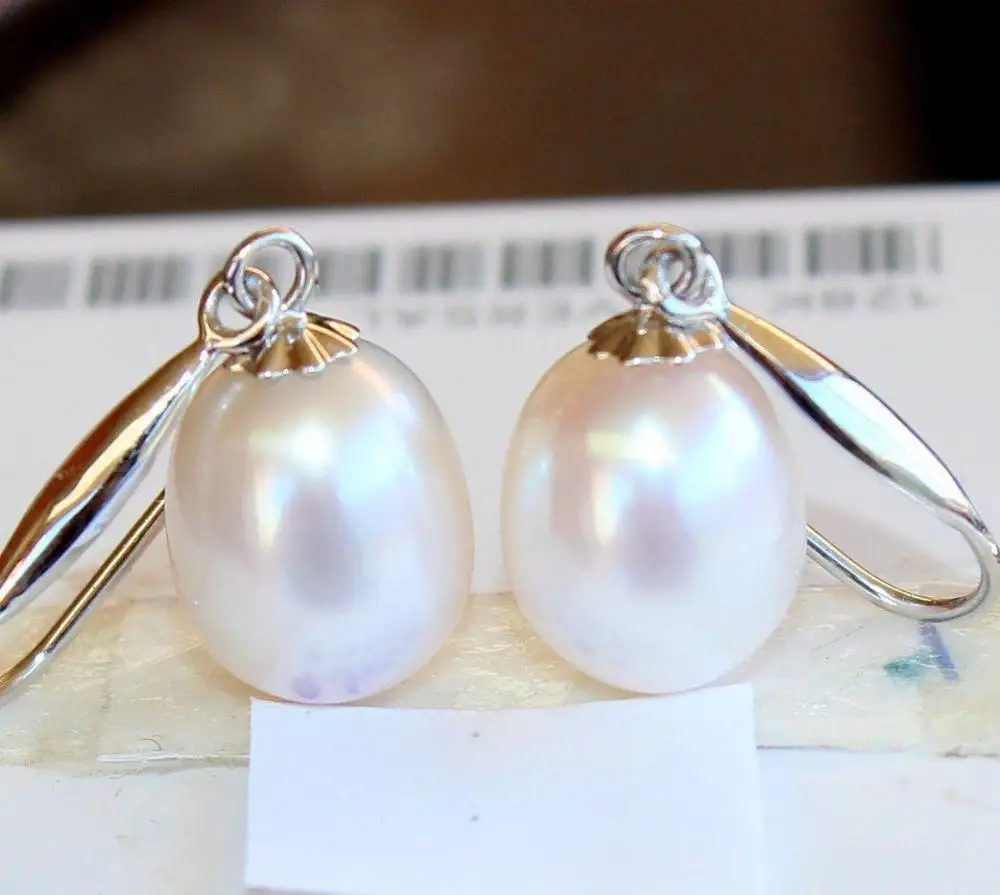 

Huge NEW AAA 10-13mm South Sea white Drop Pearl Earring 14k/20 white Gold