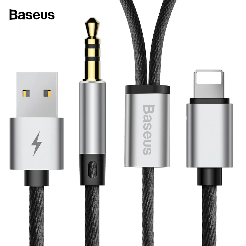 

Baseus 2 in 1 Aux Audio Cable For Lightning to Jack 3.5mm 3.5 & USB Charging Charger Adapter For iPhone Xs Max Xr X 8 7 Splitter