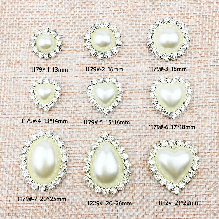 10 Pcs/lot Round Heart Cabochon Pearl Flat Base Rhinestone Charm For Diy Jewelry Making Supplies Handmade Accessories | Украшения и