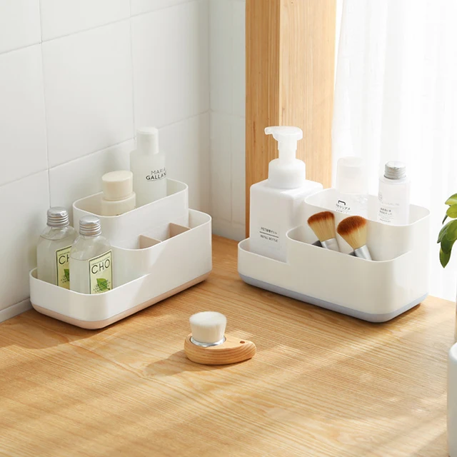 Plastic Makeup Organizer Bathroom Storage Box Cosmetic Organiser Office Desktop Make Up Jewelry Storage Box Sundries Container 1