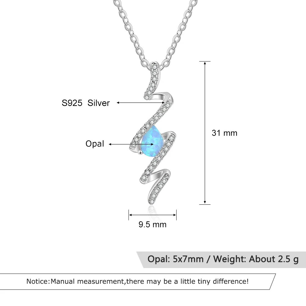 Геометрический стиль 925 стерлингового серебра ожерелья и кулоны Атласная Лента Твист синие опаловые ожерелья для женщин(JewelOra NE103209
