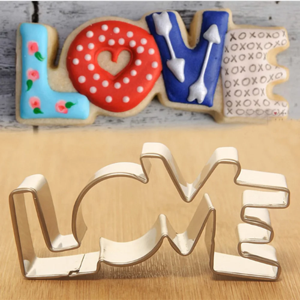 

Stainless Steel Cookie Cutter LOVE Letter Shape Forms For Biscuit Mold Bakeware Pastry Confectionery Tools Fruit Cutting Mould