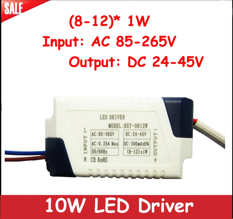 1 шт. Высокая мощность (8-12) * 1 Вт Вход AC 85-265 в Выход DC 25-45 в 10 Вт светодиодный адаптер драйвера для светодиодный потолочный светильник
