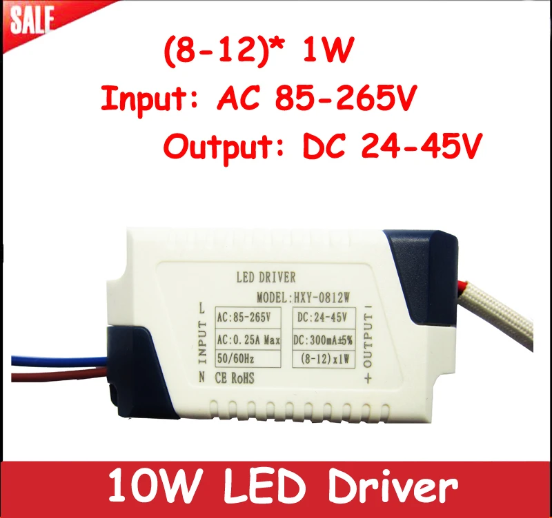 1pcs High Power 8 12 1W Input AC 85 265V Output DC 25 45V 10W LED 