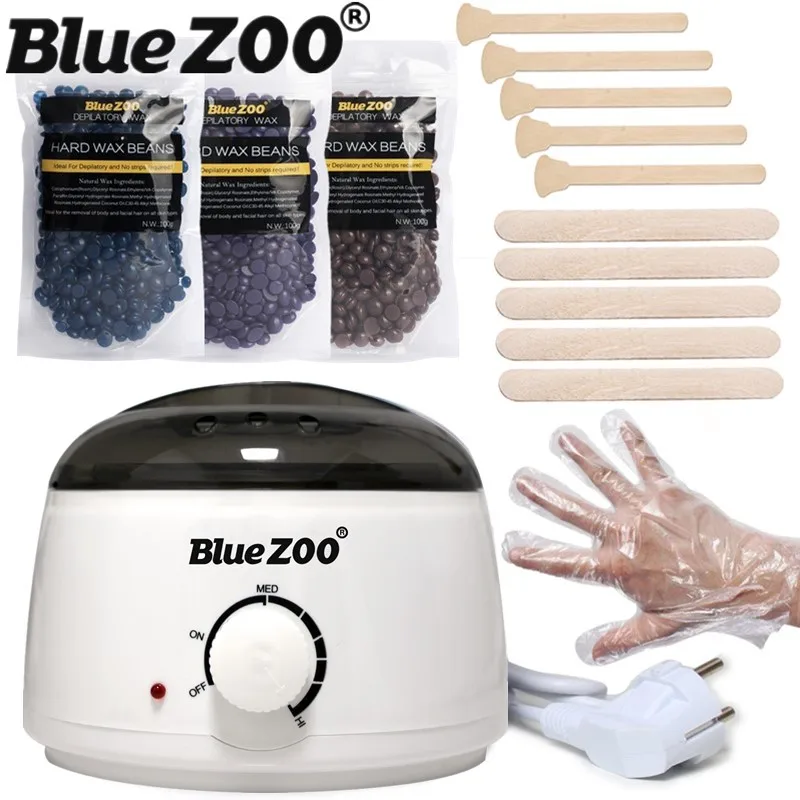 

Waxing Kit Body Electric Wax Pot Heater and 3 Bags Hard Wax Beans 100g with 10 Wooden Sticks for Brazilian Wax Hair Removal