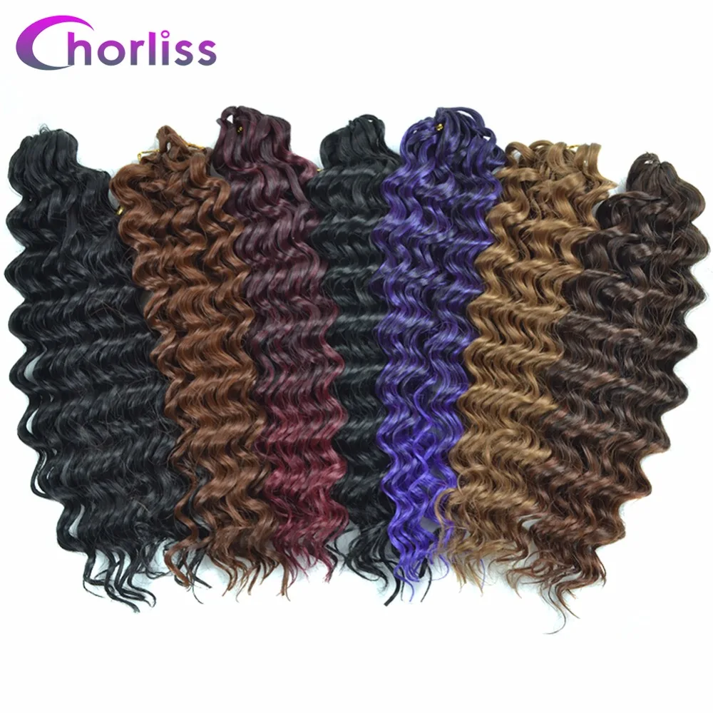 

Chorliss Crochet Braids Synthetic Hair Extension Ombre Weave Crochet Braiding Hair 10inch Freetress Deep Wave Hair 3Pcs/Lot