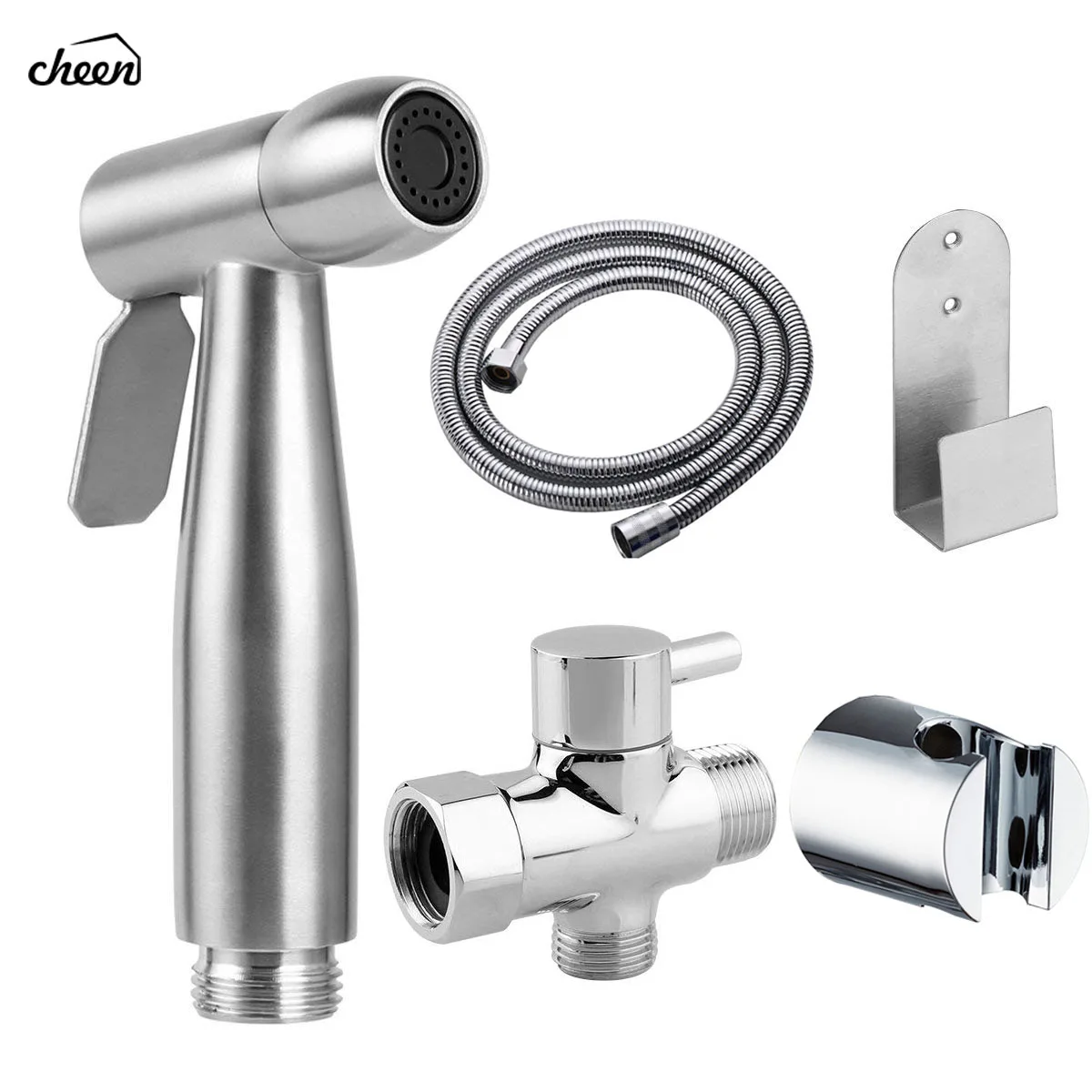 Toilet Handheld Shattaf Bidet Sprayer Stainless Steel Shower Heads Set